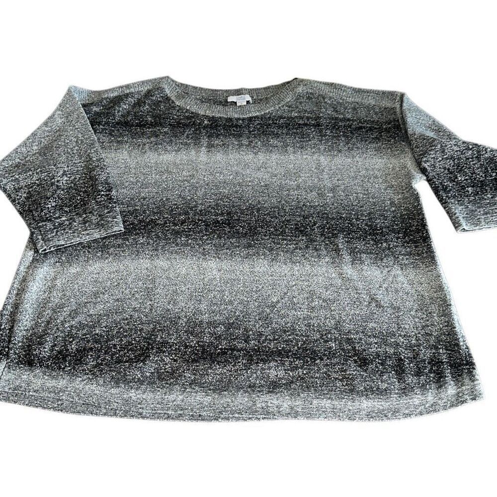 Croft & Barrow Gray Combo 3/4 Sleeve Ombre Stripe Boatneck Sweater Top Ladies 1X